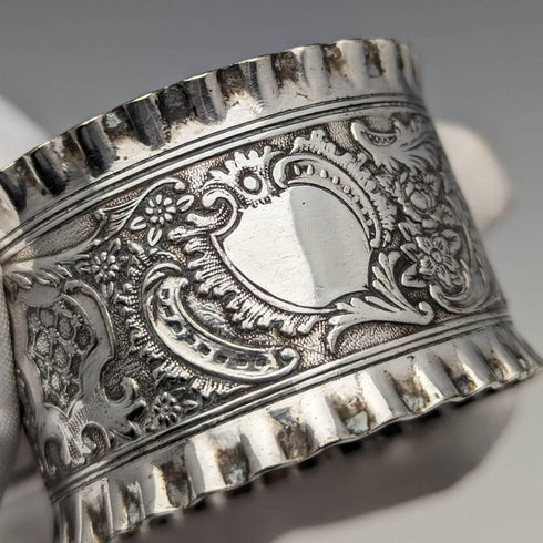 1905年頃 英国アンティーク シルバープレート製 ナプキンリング 4個セット ケース入